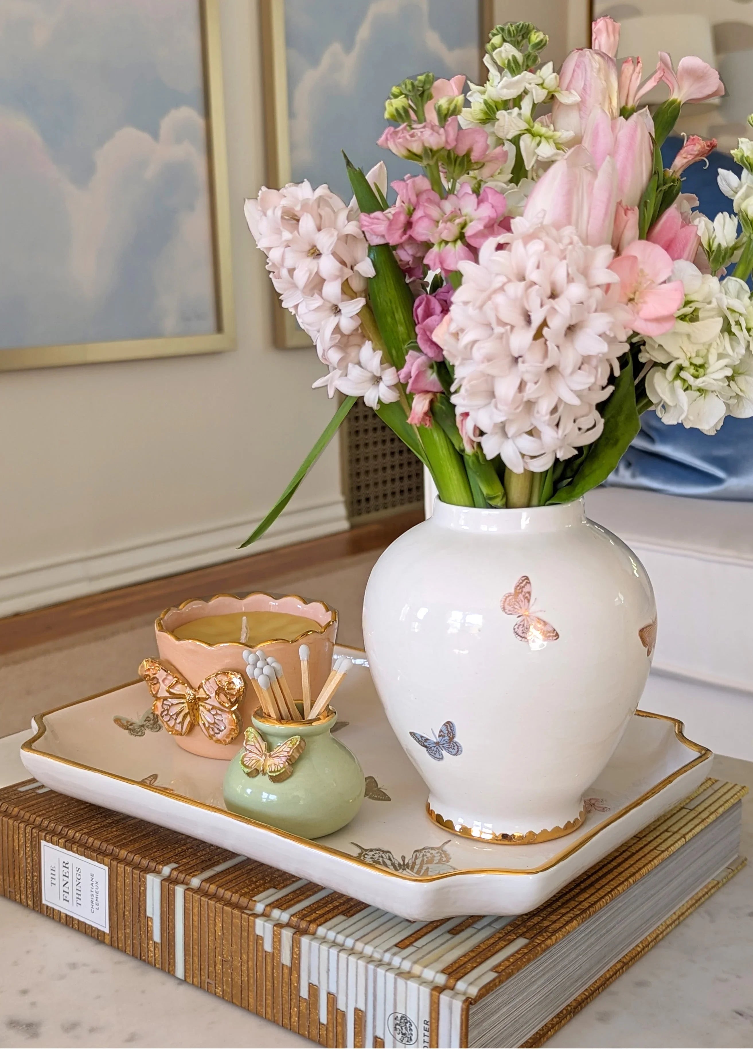 Whimsical Gilded Butterflies Trays with Gold Accent | Dorm Accessories