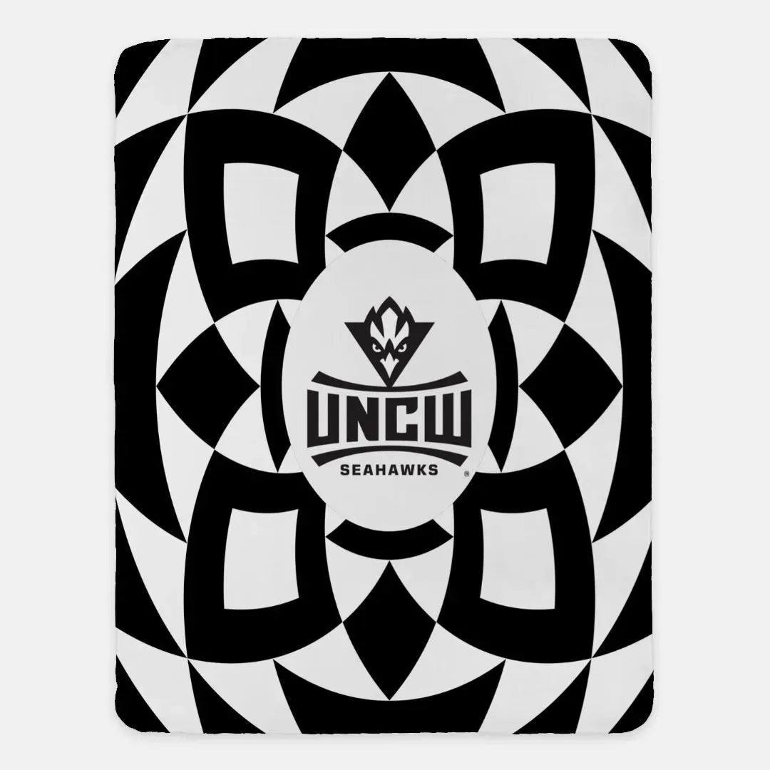 UNCW Sherpa Blanket Tribal Print - Black 60"x80" Throw Blankets