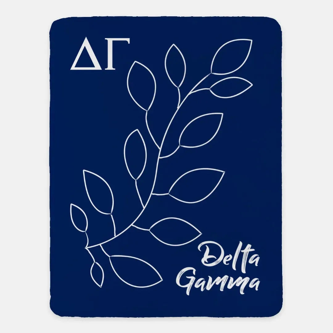 Delta Gamma XL 60x80 Floral Branch Sherpa Throw Blanket Throw Blankets