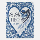 Pi Phi XL 60x80 Sherpa Throw Blanket - Mandala Heart Angel Wing Throw Blankets