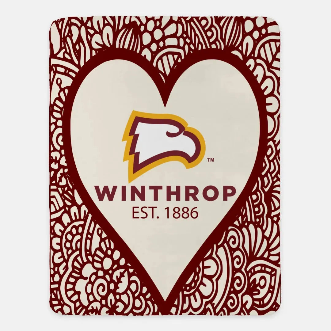 Winthrop XL 60x80 Mandala Heart Sherpa Throw Blanket Throw Blankets