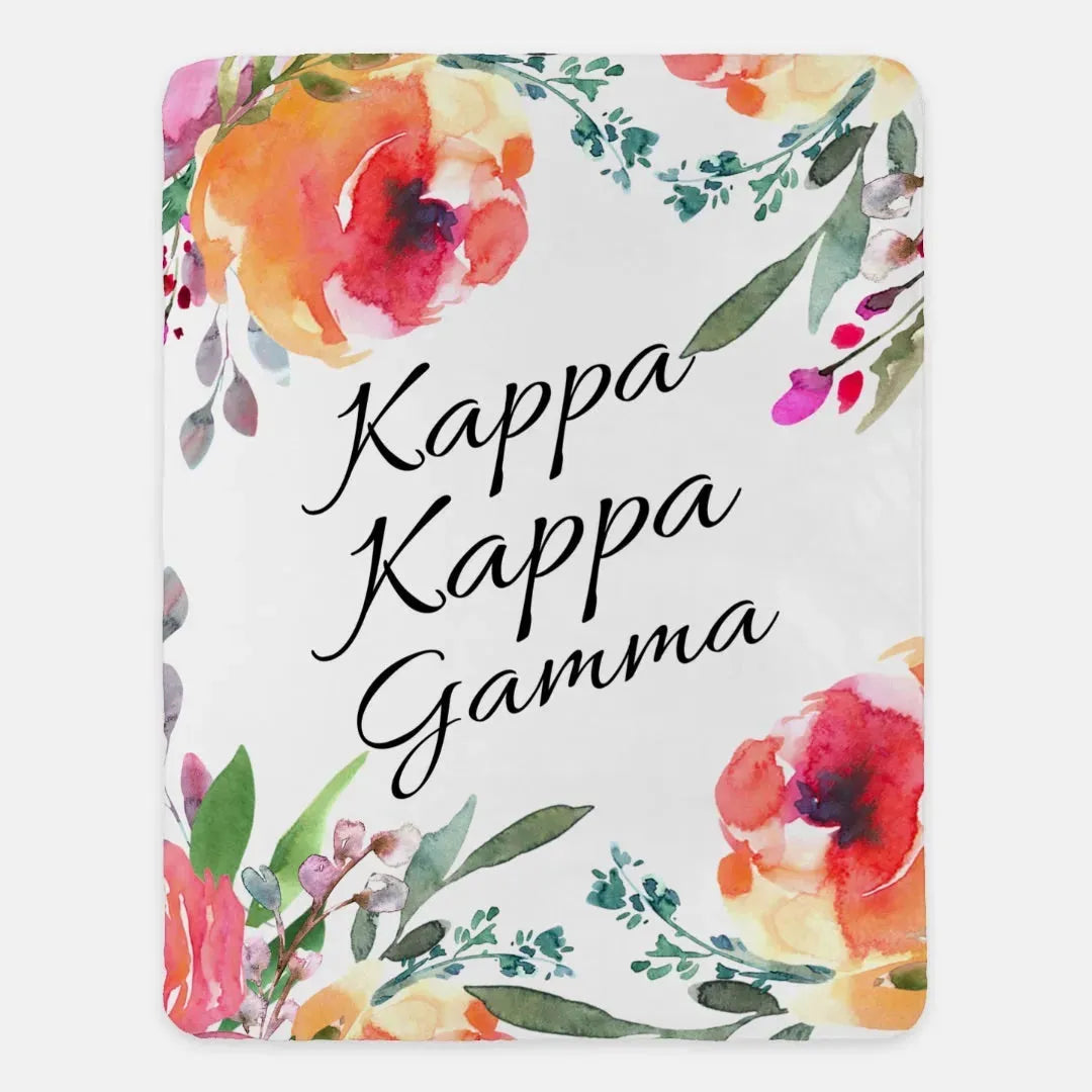 Kappa Kappa Gamma XL 60x80 Floral Sherpa Blanket Throw Blankets