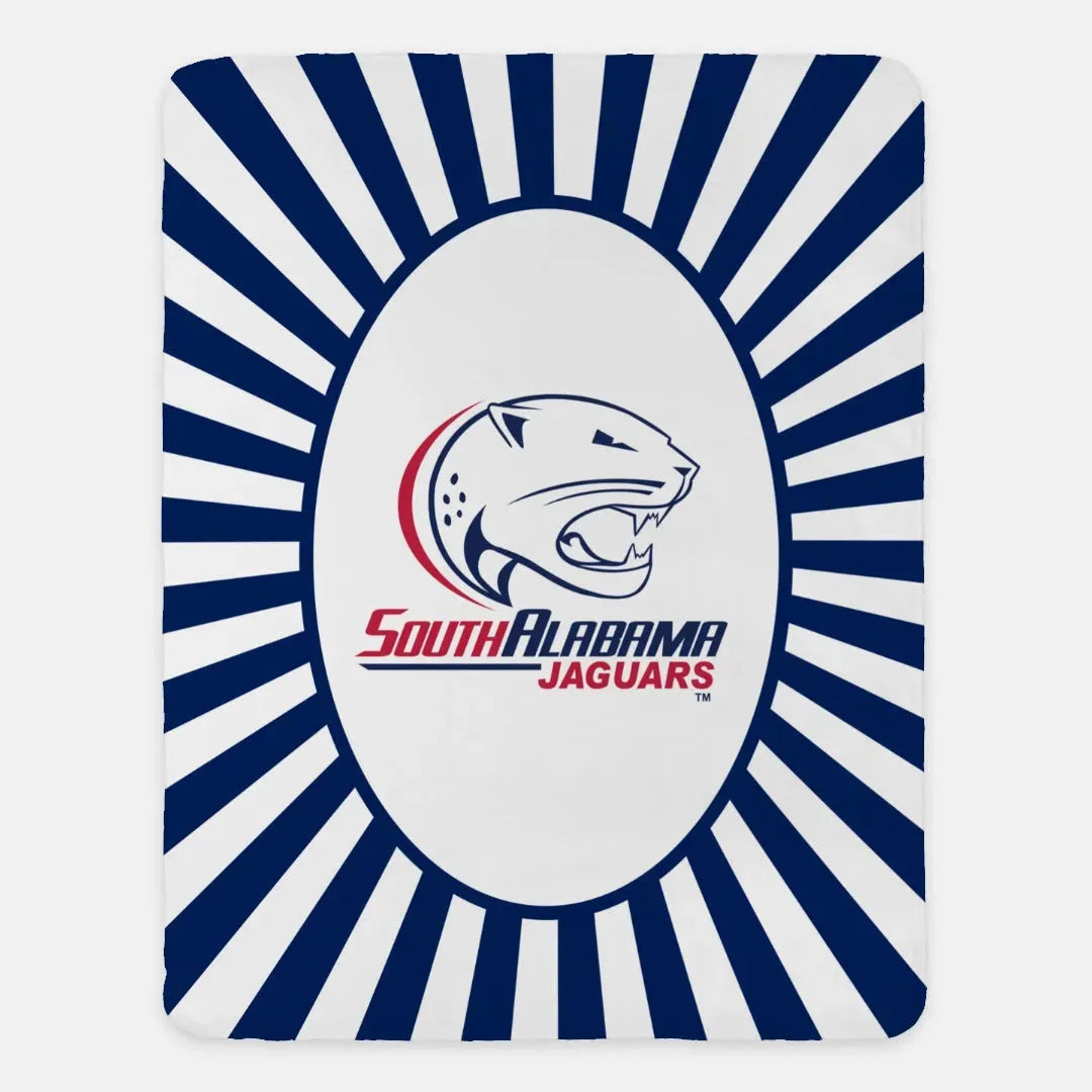 University of South Alabama XL 60x80 Blue Starburst Sherpa Blanket Throw Blankets