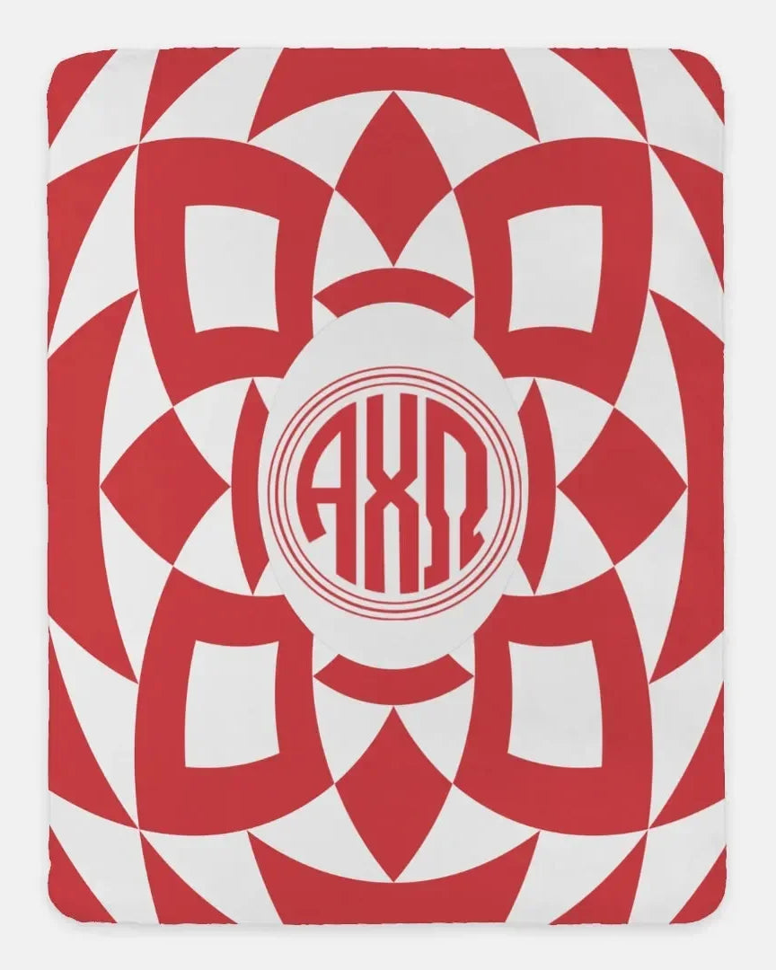 Alpha Chi Omega XL 60x80 Sherpa Throw Blanket Tribal Monogram Throw Blankets