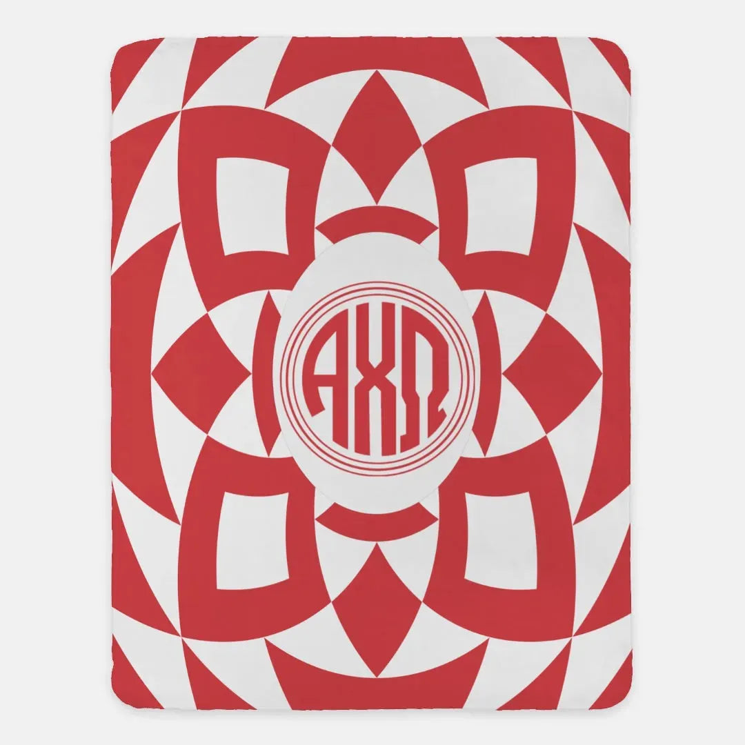 Alpha Chi Omega XL 60x80 Sherpa Throw Blanket Tribal Monogram Throw Blankets