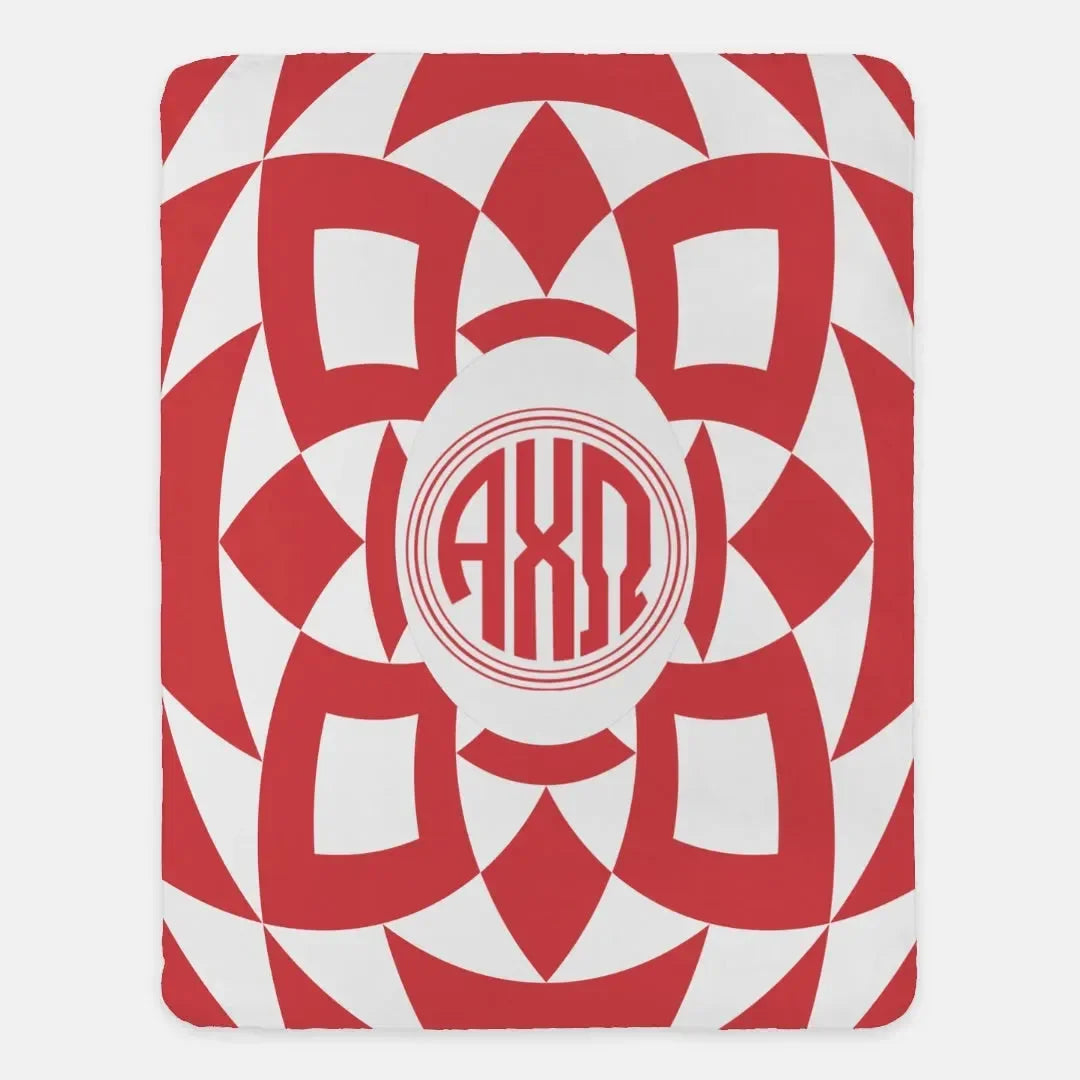 Alpha Chi Omega XL 60x80 Sherpa Throw Blanket Tribal Monogram Throw Blankets