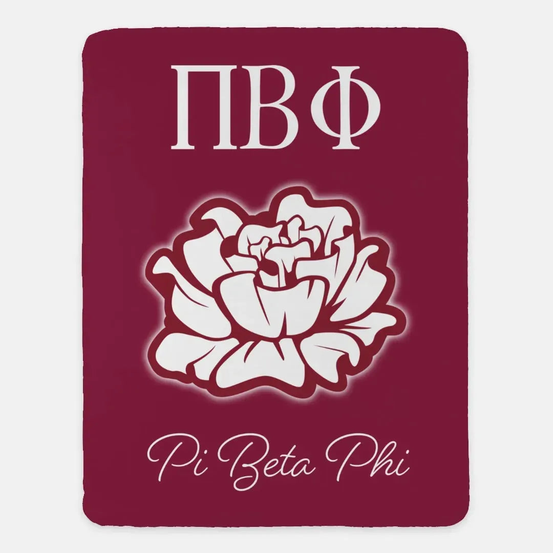 Pi Beta Phi XL 60x80 Sherpa Throw Blanket - Bold Carnation Throw Blankets