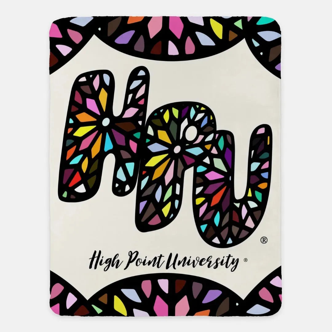 High Point University XL 60x80 Sherpa Throw Blanket - Stained Glass Throw Blankets