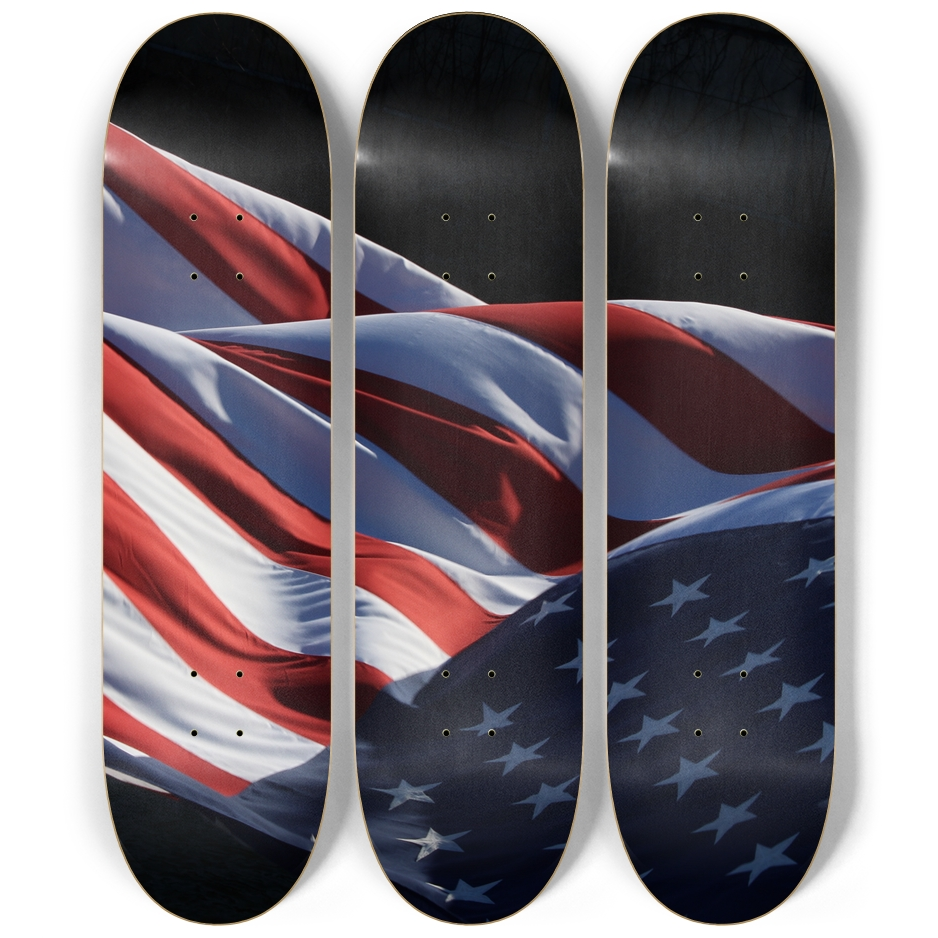 American Flag 3-Panel Series Triptych Skateboard Deck Skateboard Deck
