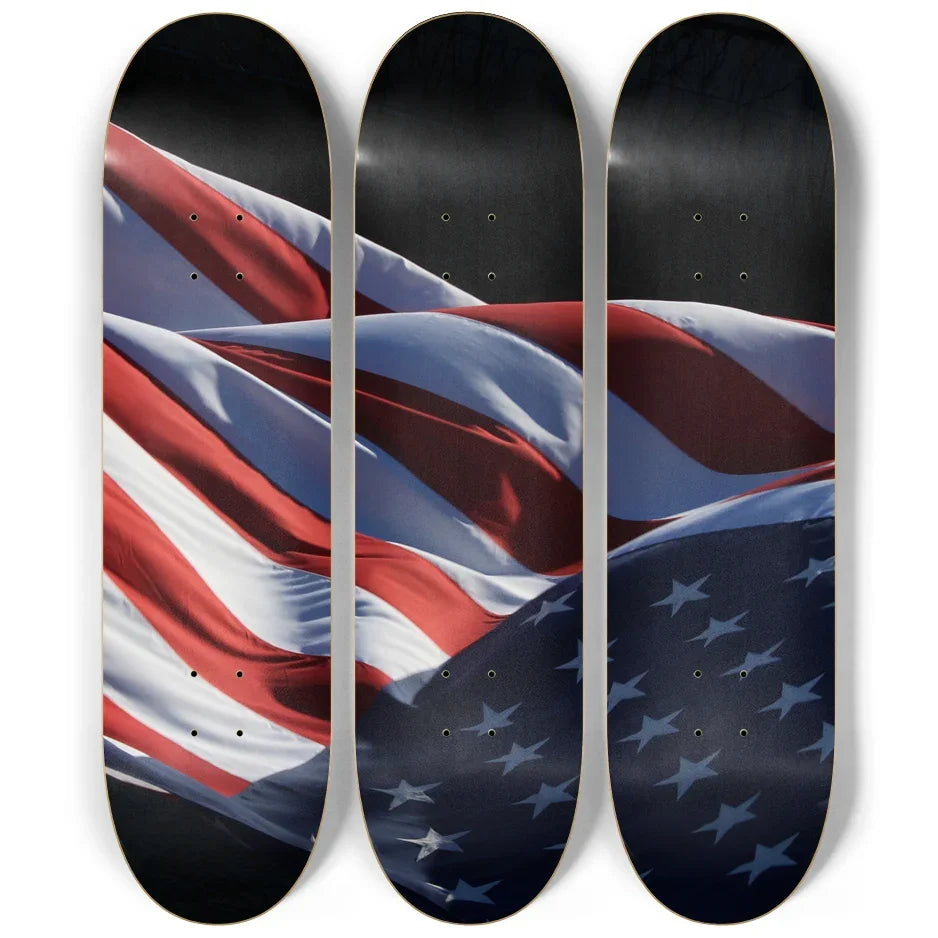 American Flag 3-Panel Series Triptych Skateboard Deck Skateboard Deck
