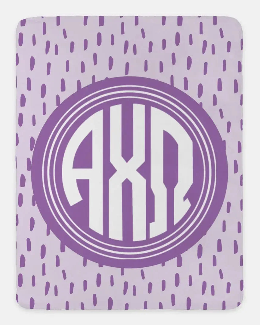 Alpha Chi Omega XL 60x80 Sherpa Throw Blanket Iris Throw Blankets