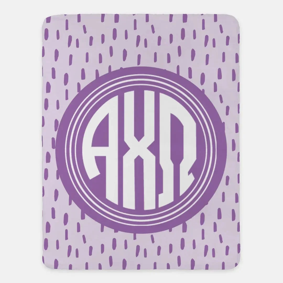 Alpha Chi Omega XL 60x80 Sherpa Throw Blanket Iris Throw Blankets