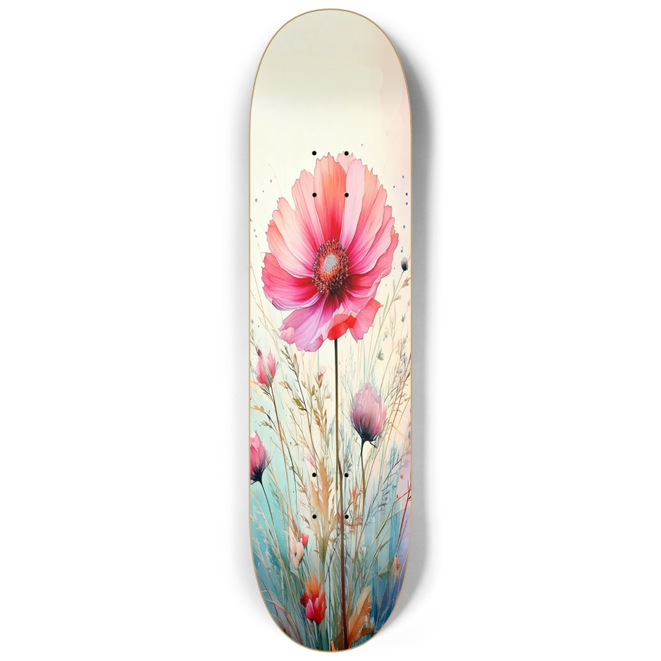 Pink Wildflower Skateboard Deck Skateboard Deck
