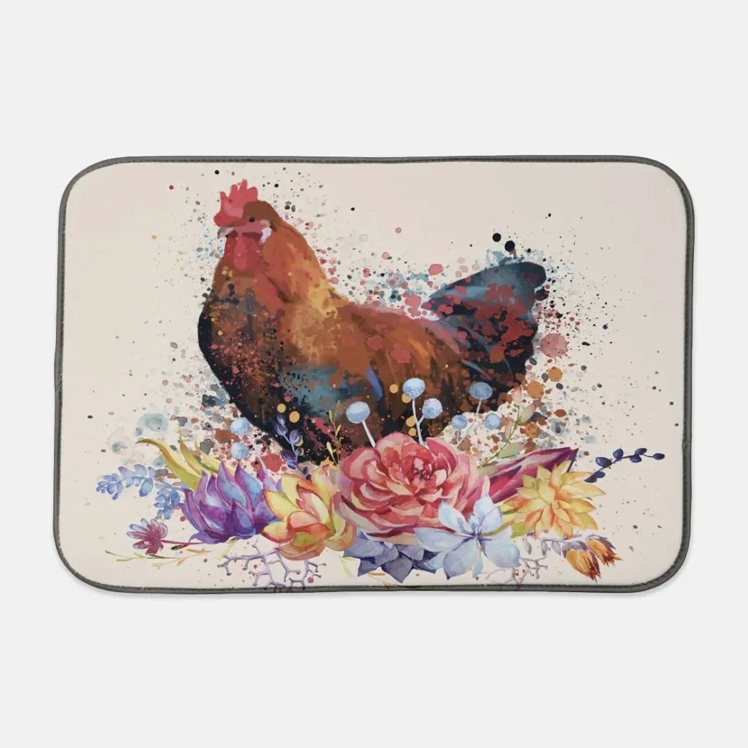 Colorful Rooster Dish Mat Dish Mat