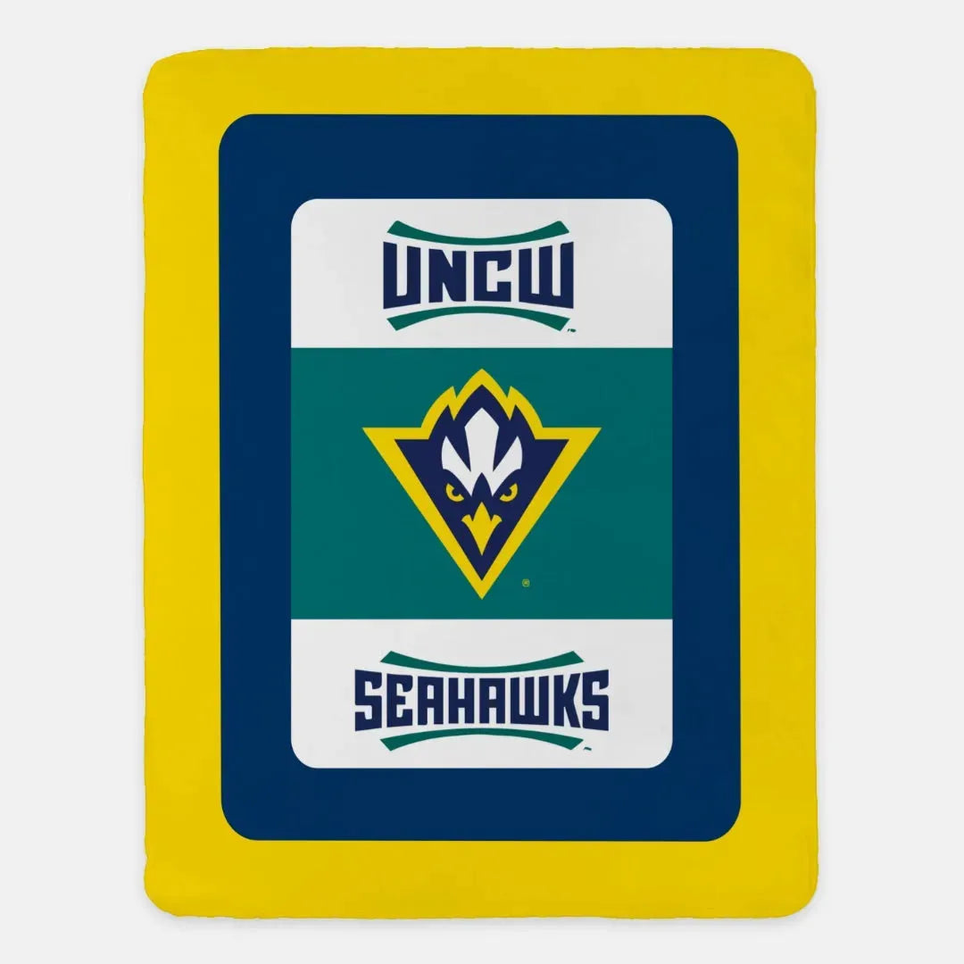 UNC Wilmington XL 60x80 Sherpa Blanket - Color Block Gold Throw Blankets