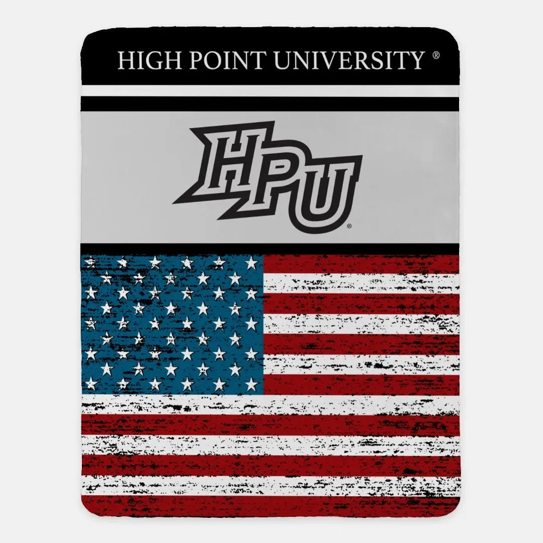 High Point University XL 60x80 Blanket - American Flag Throw Blankets
