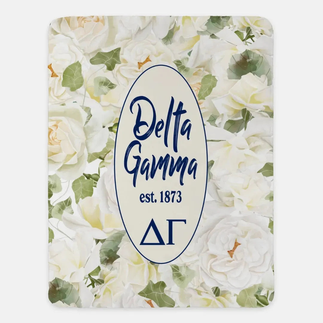 Delta Gamma XL 60x80 Sherpa Throw Blanket - Roses Throw Blankets