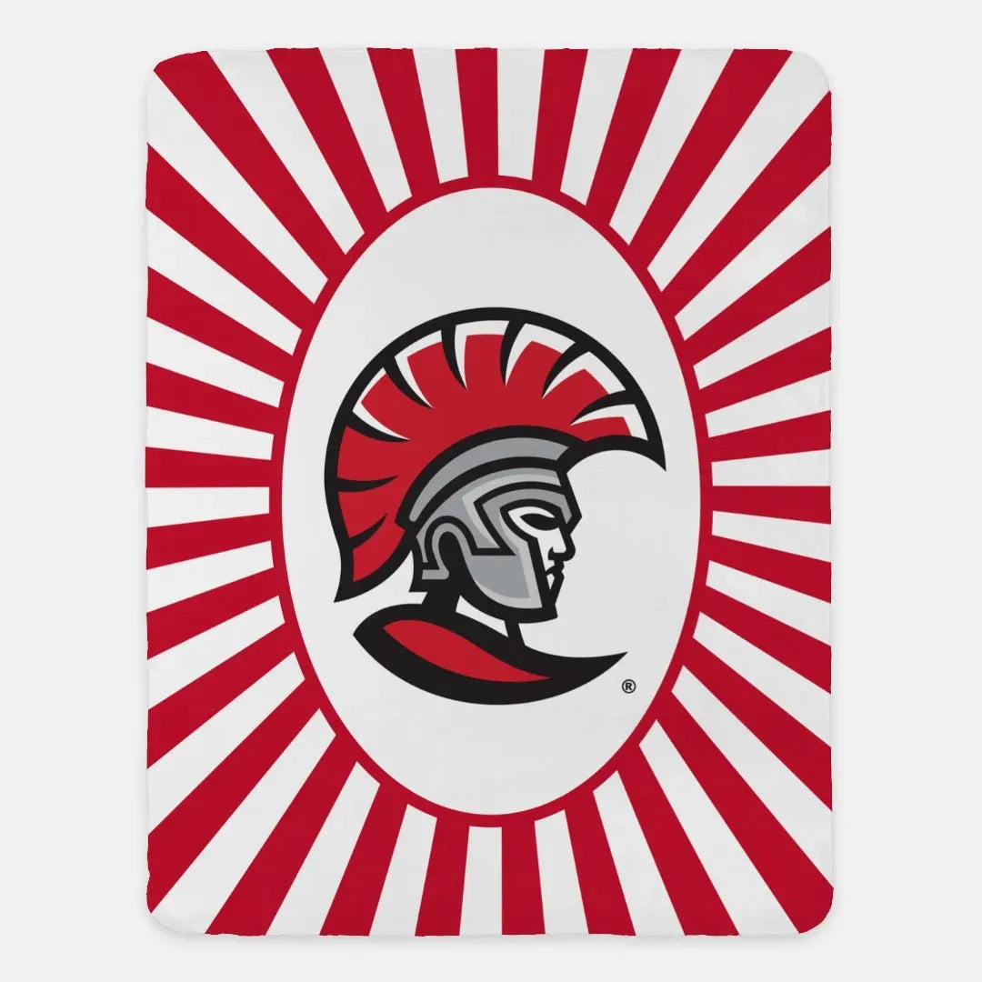 University of Tampa XL 60x80 Sherpa Blanket - Spartan Red Starburst Throw Blankets