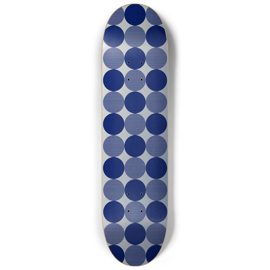 Geo Circles - Silver & Blue Skateboard Deck Skateboard Deck