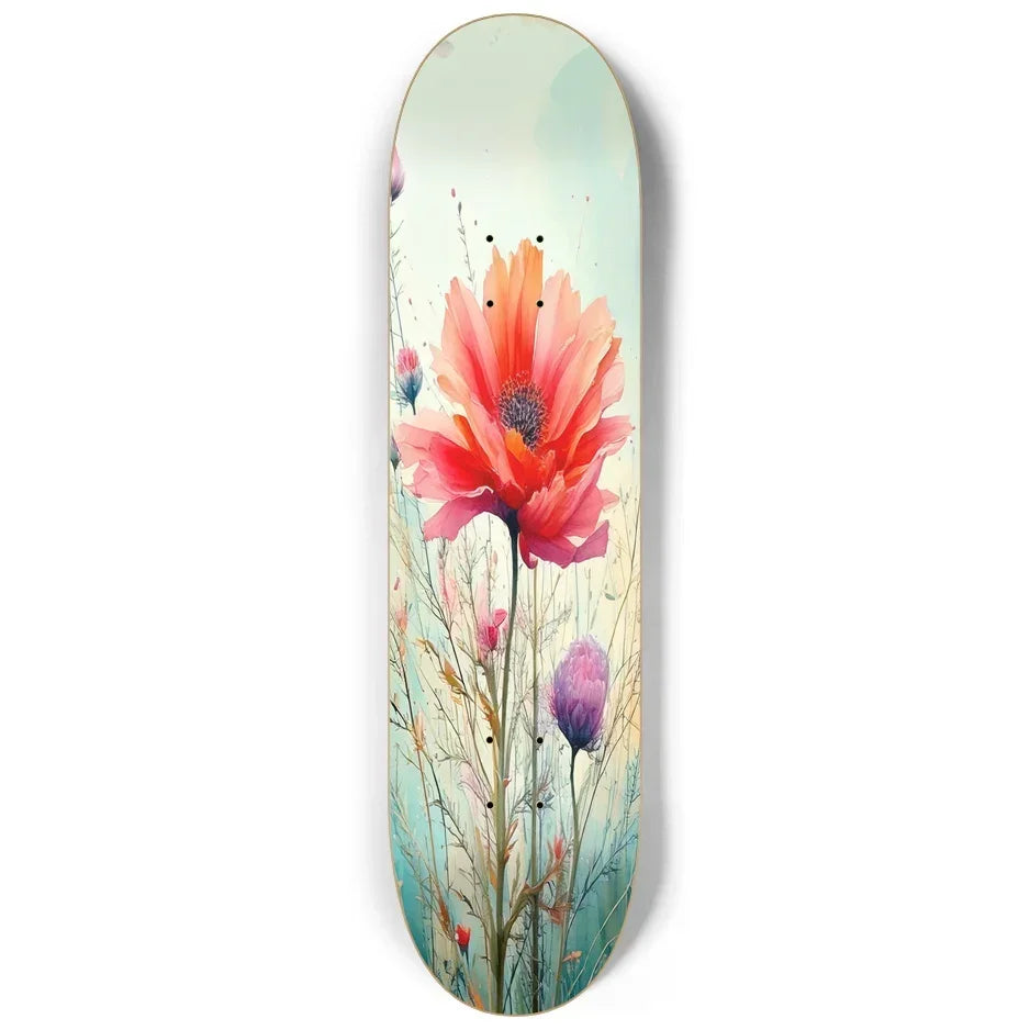 Orange Wildflower Skateboard Deck Skateboard Deck