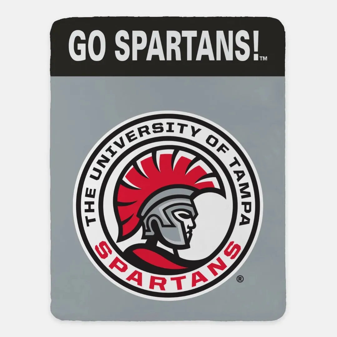 University of Tampa XL 60x80 Sherpa Blanket - Go Spartans Throw Blankets