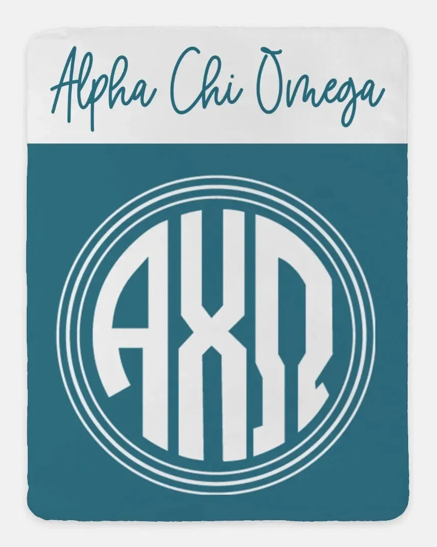 Alpha Chi Omega XL 60x80 Blanket Monogram Vega Band Throw Blankets