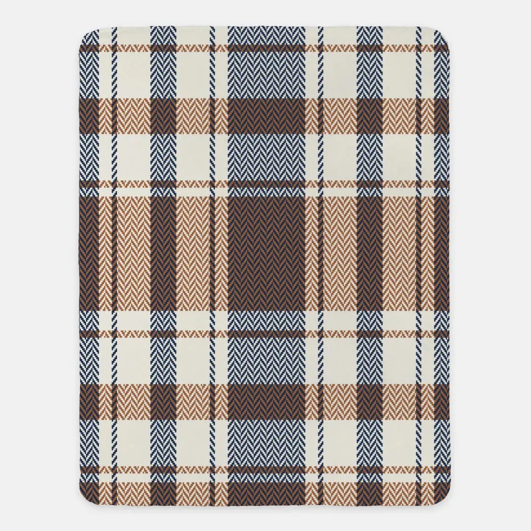 Brown Plaid Sherpa XL 60x80 Throw Blanket Throw Blankets