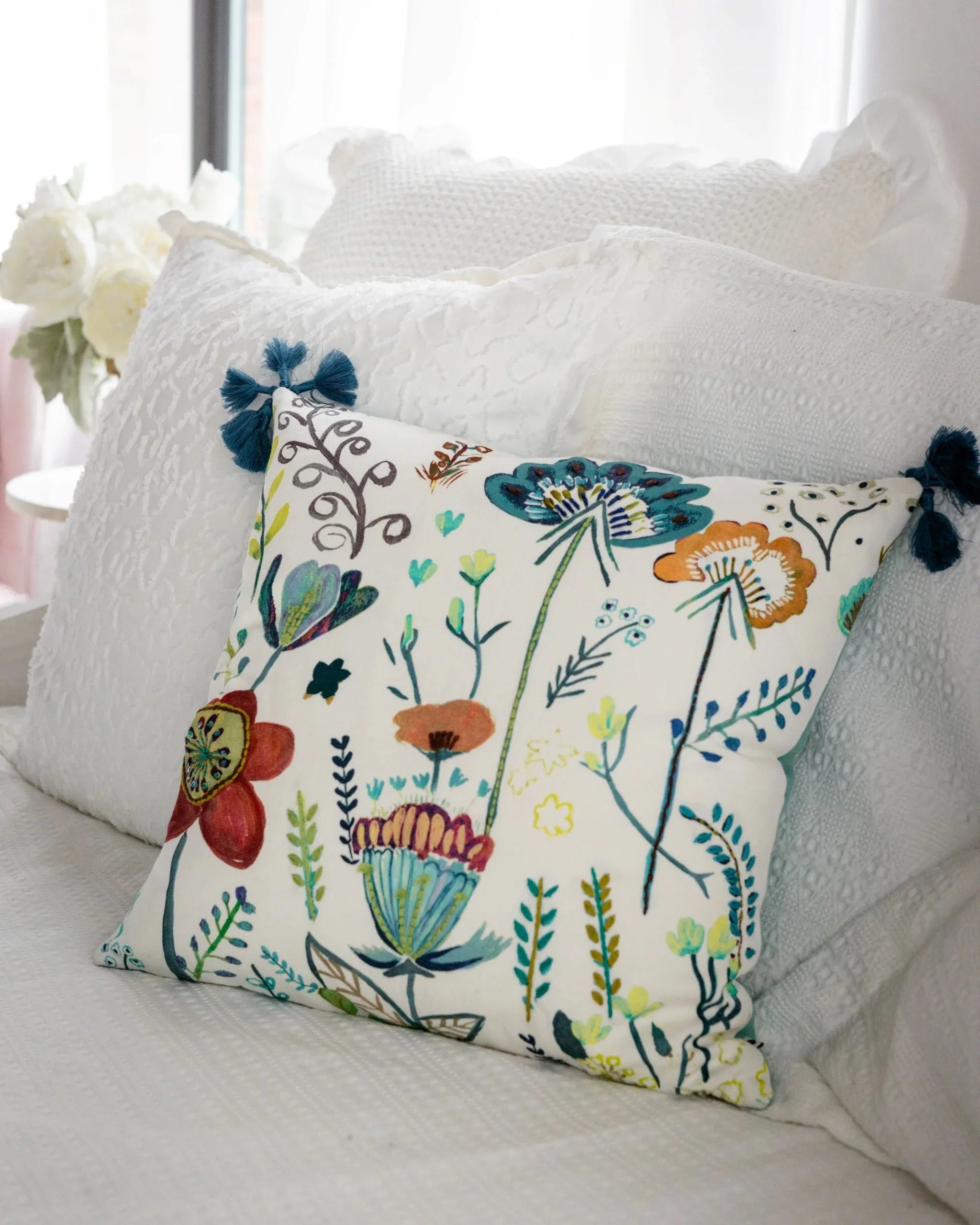 Blossom Embroidered Cushion Cover | Dorm Decor