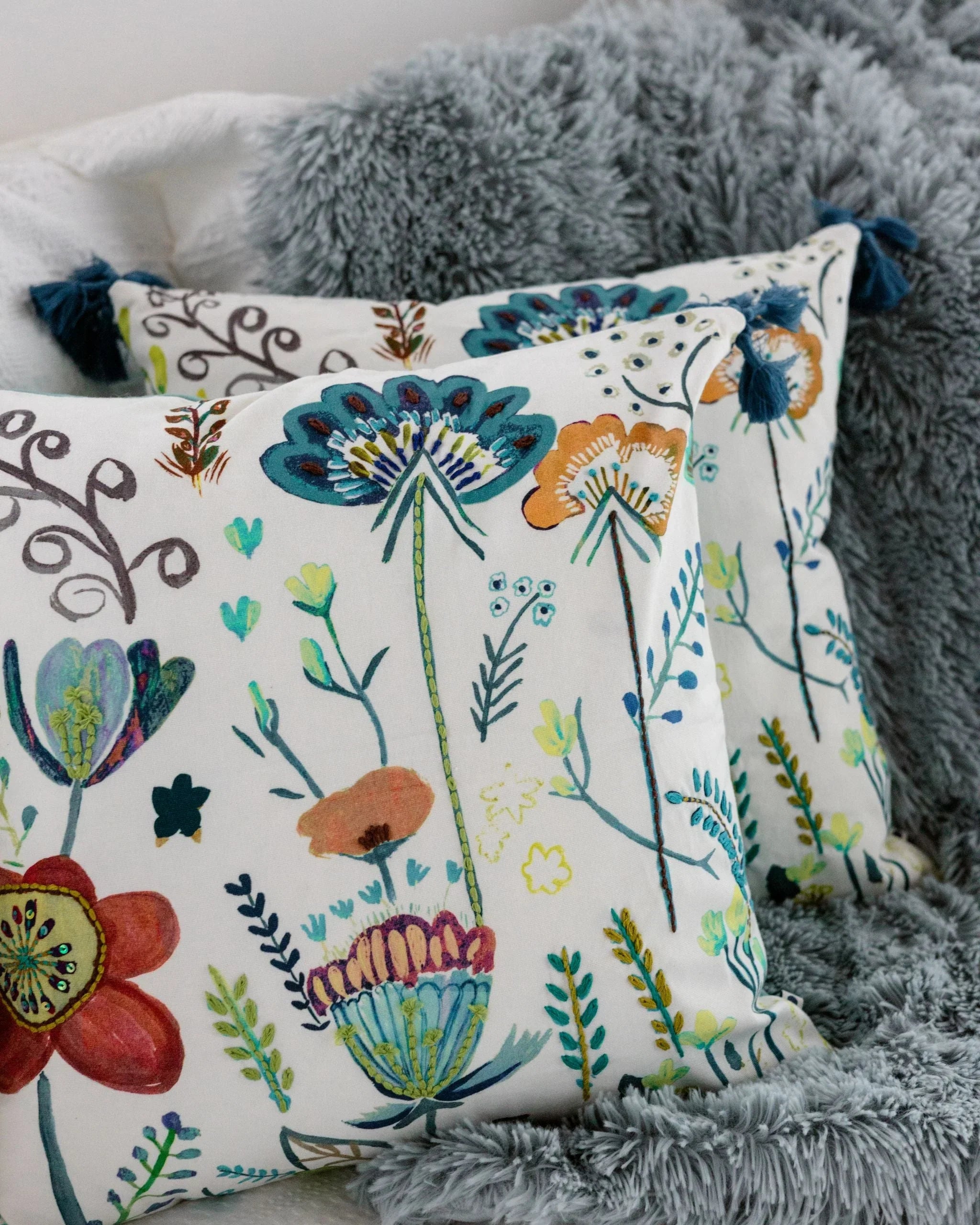 Blossom Embroidered Cushion Cover | Dorm Decor