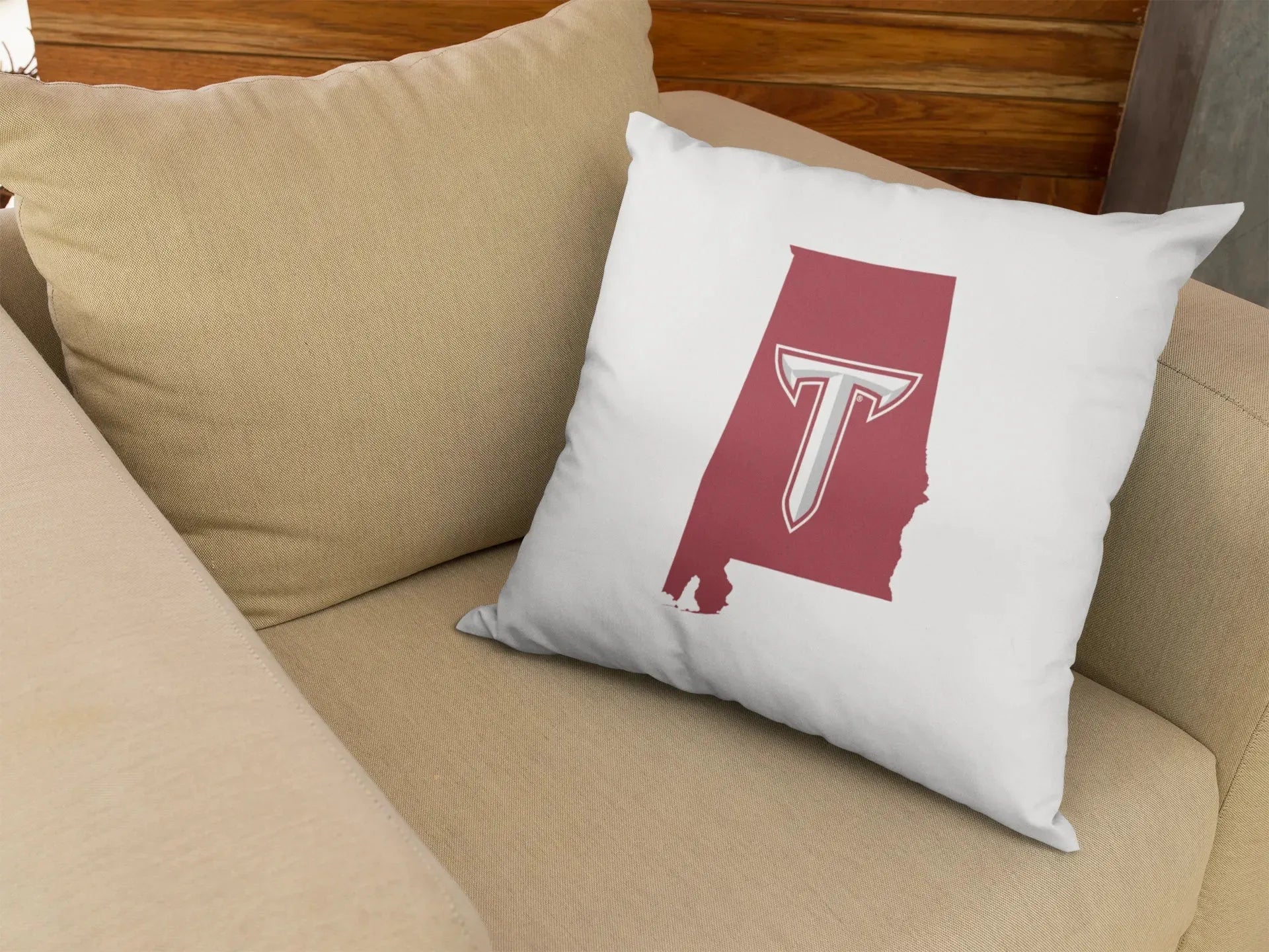 Troy University 18" White Throw Pillow Cover Alabama T Pillow Covers