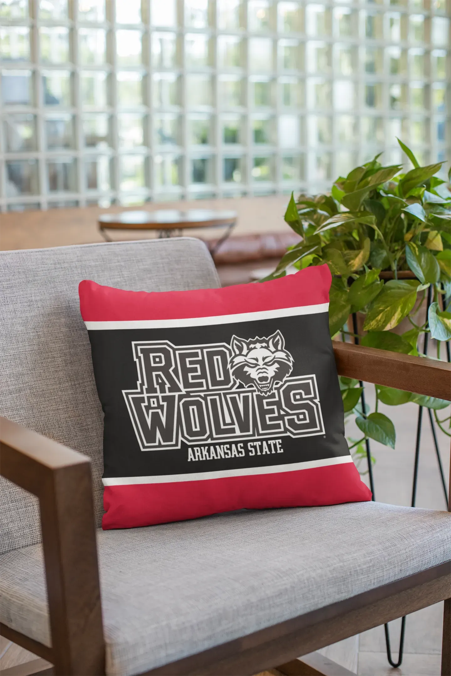 Arkansas State 18" Red Wolves Black Stripe Pillow Cover Pillow Covers
