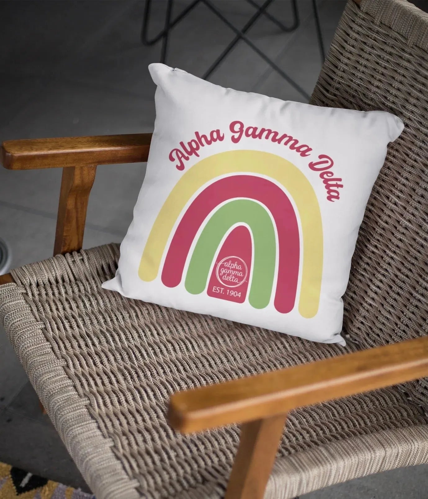 Alpha Gamma Delta 18" Rainbow Throw Pillow Cover Pillow Covers