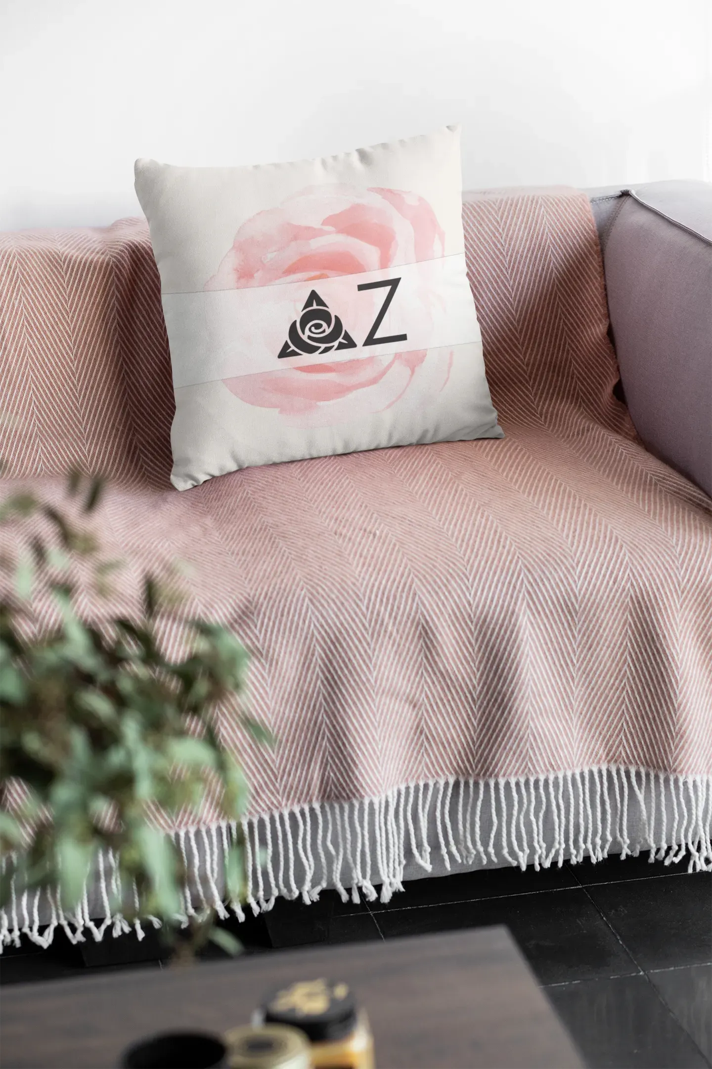 Delta Zeta Rose 18" Greek Letters Throw Pillow Cover Pillow Covers