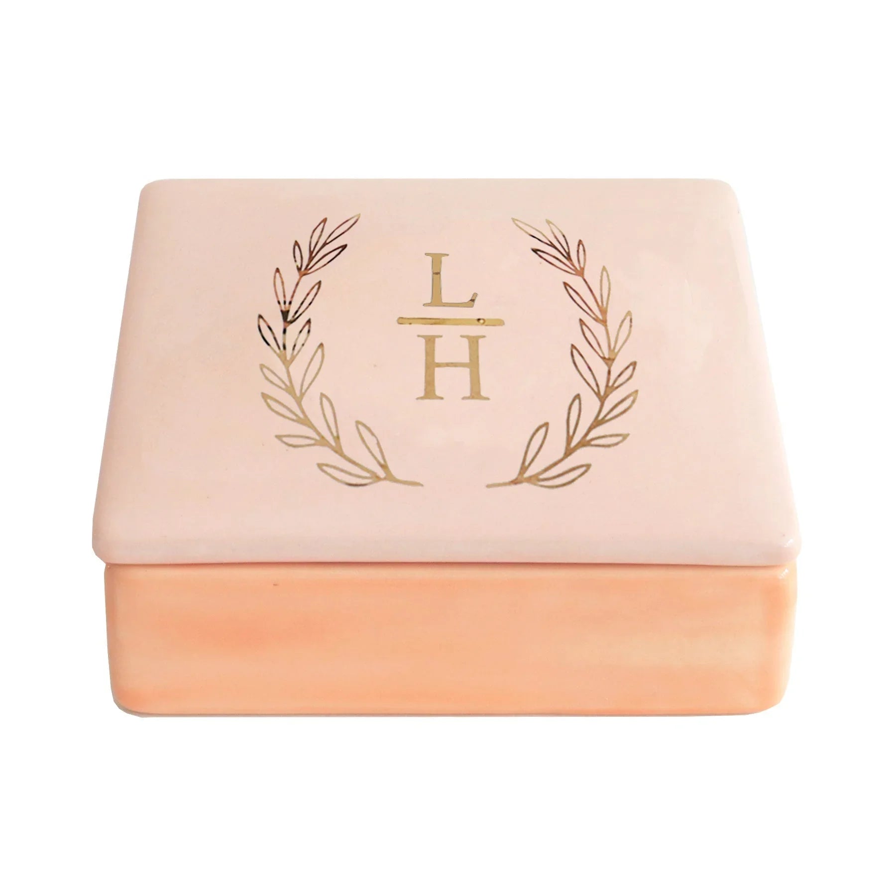 Laurel Wreath Gold Monogram Two-Tone Box | College Gift Keepsake