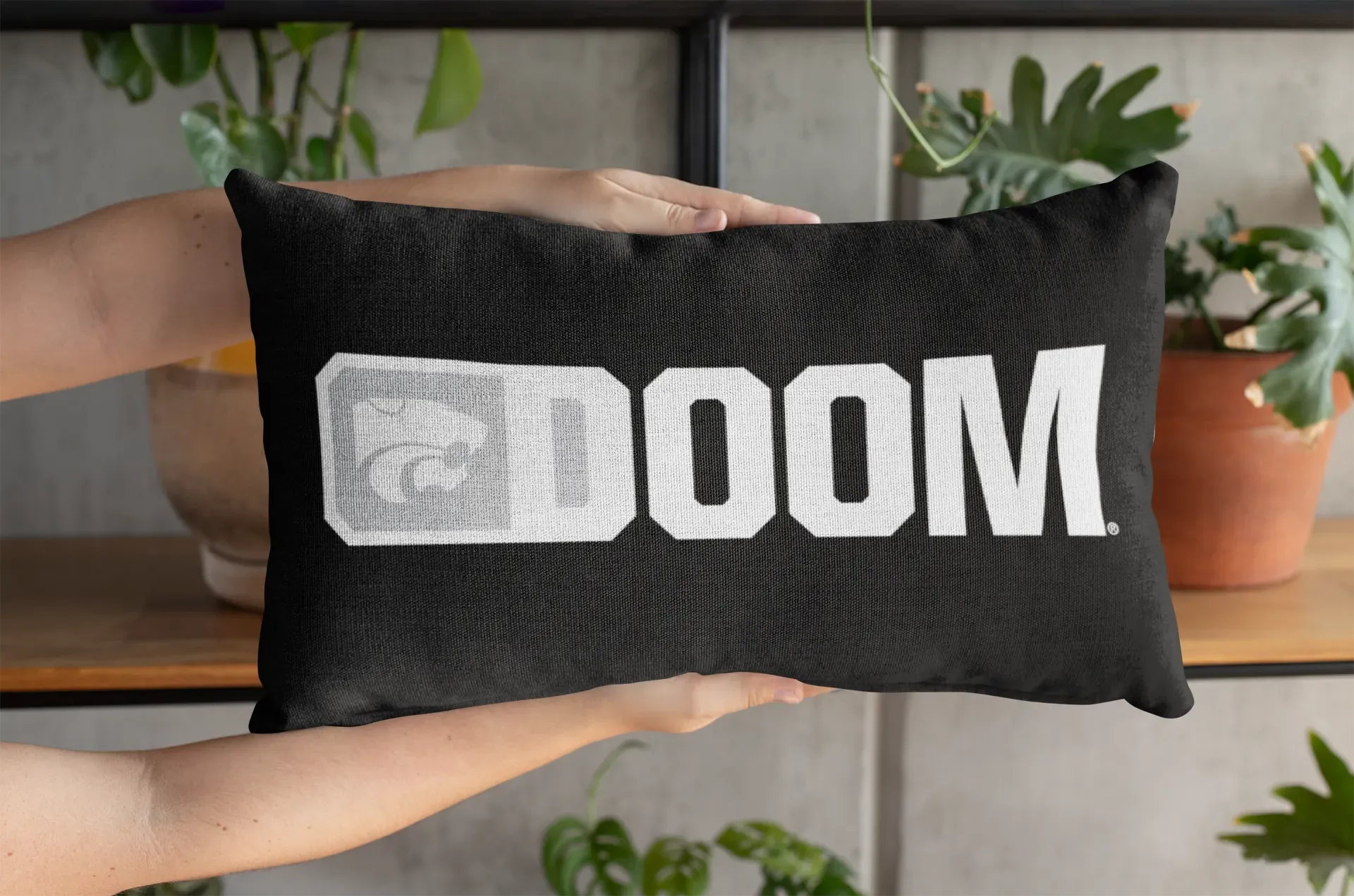 DOOM Kansas State University Lumbar Pillow Cover - Black Pillow Covers