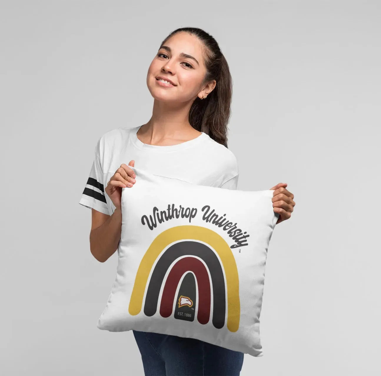 Winthrop University 18" Throw Pillow Cover - Rainbow Pillow Covers