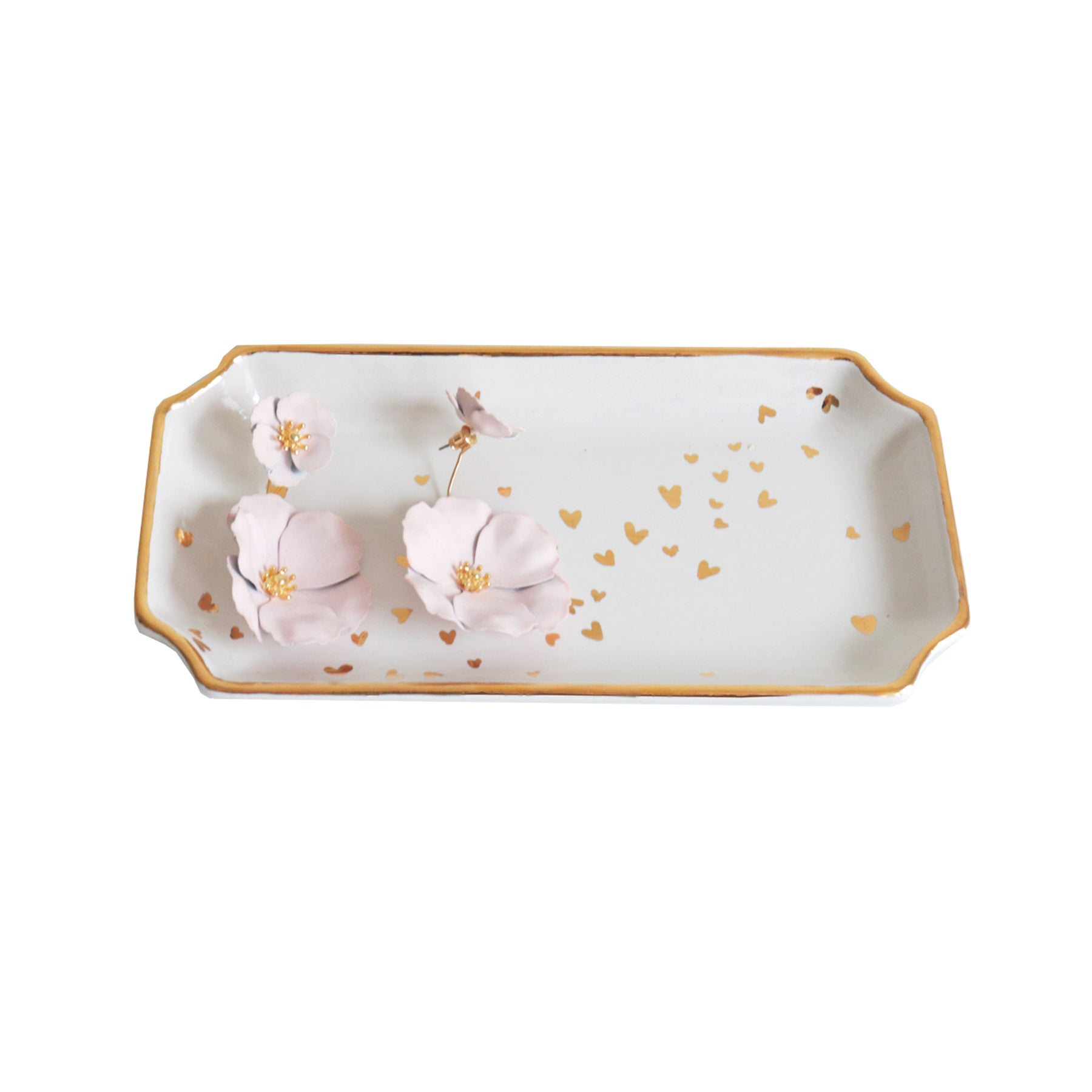 "Confetti Hearts" Tray with Gold Accent | Dorm Accessories | Catch All | Campus Greek Fit