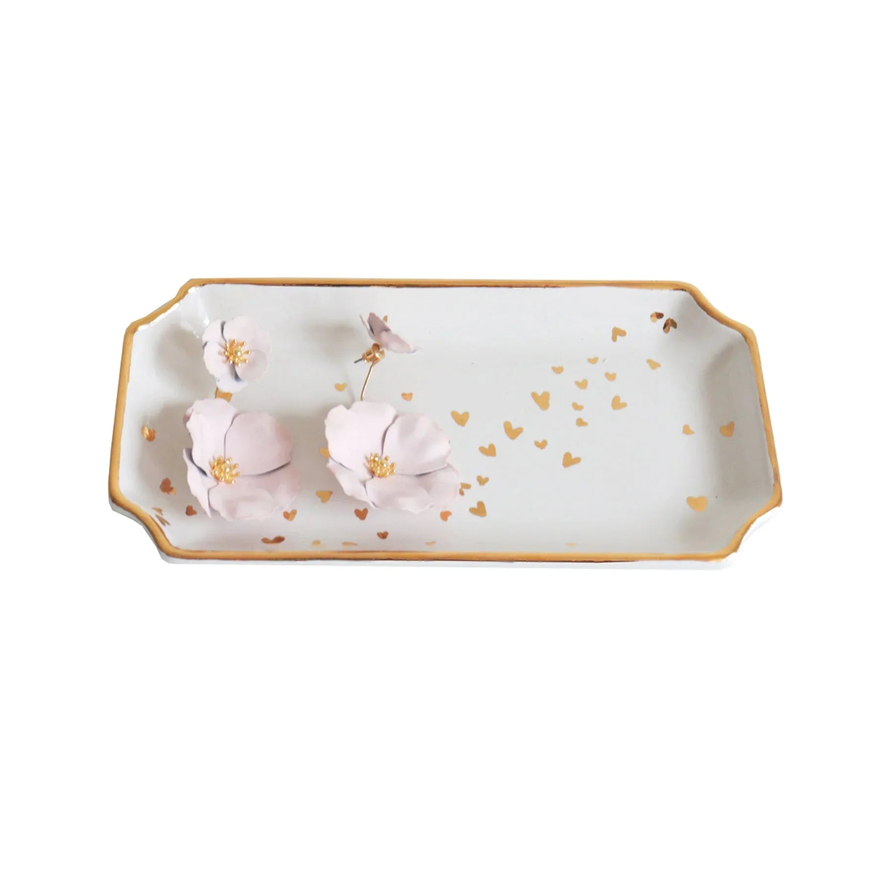 "Confetti Hearts" Tray with Gold Accent | Dorm Accessories | Catch All | Campus Greek Fit