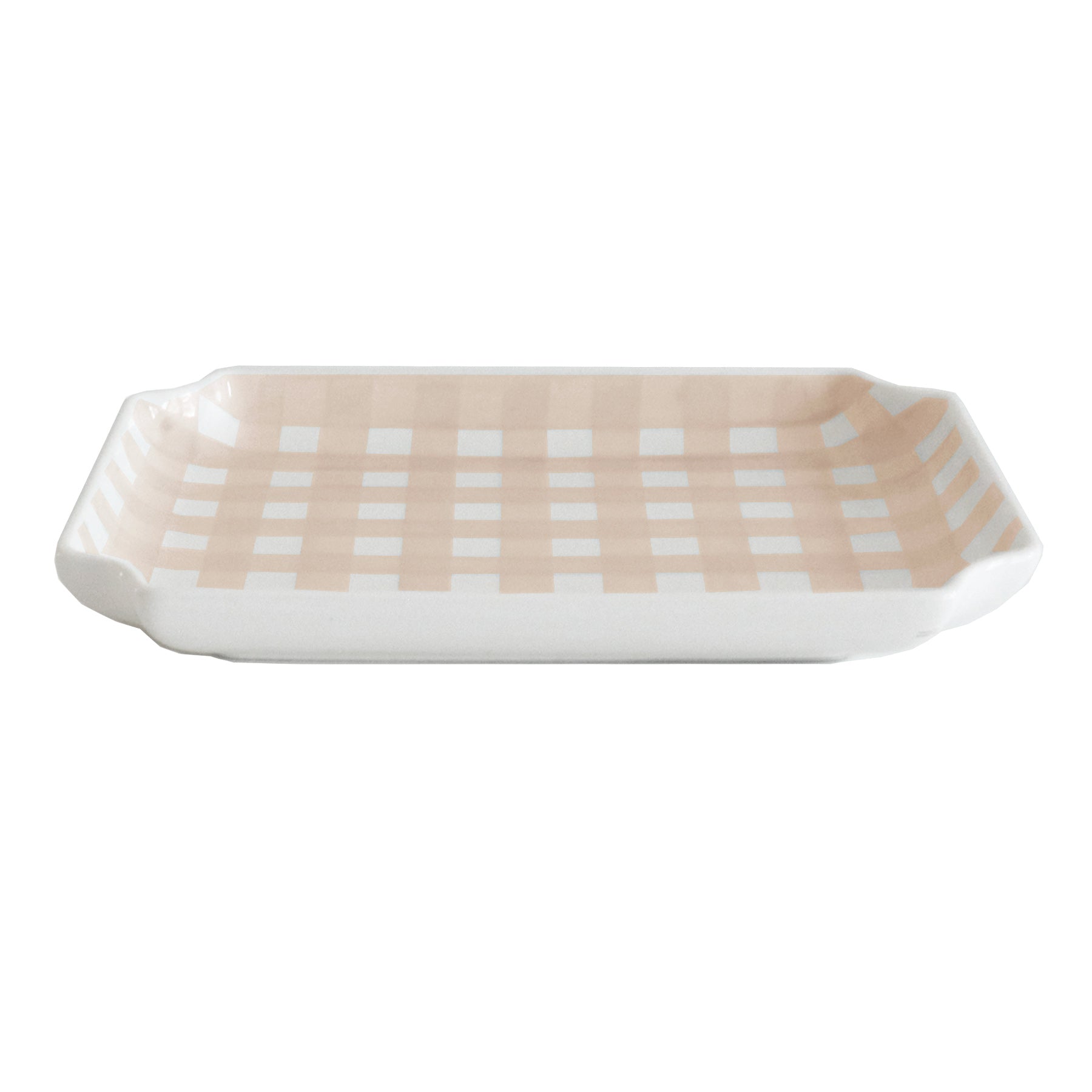 Pastel Gingham Decorative Tray – Dorm Room Accent & Desk Organizer