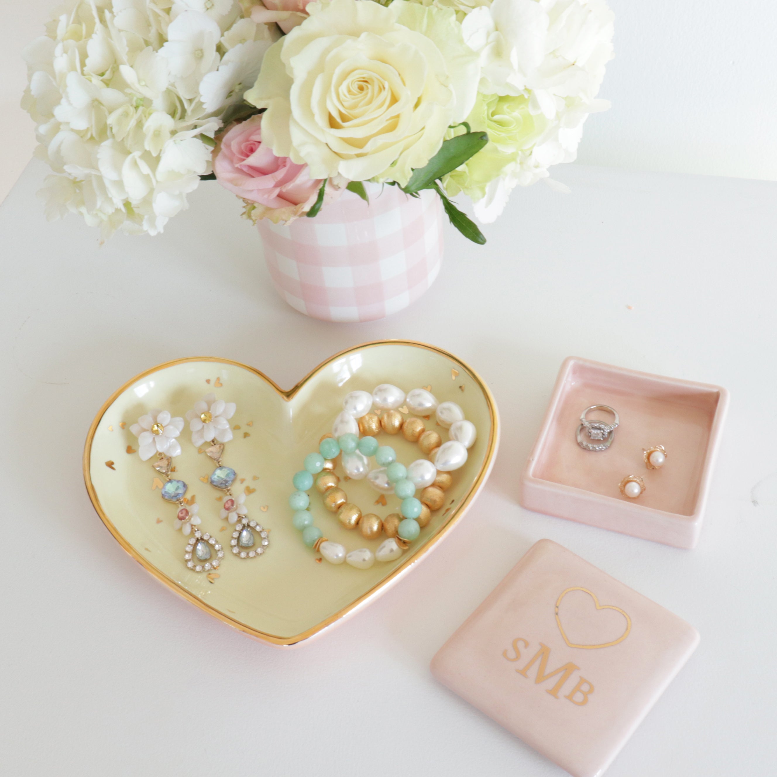 "Confetti Hearts" Dishes with Gold Accent | Dorm Accessories | Gifts | Campus Greek Fit