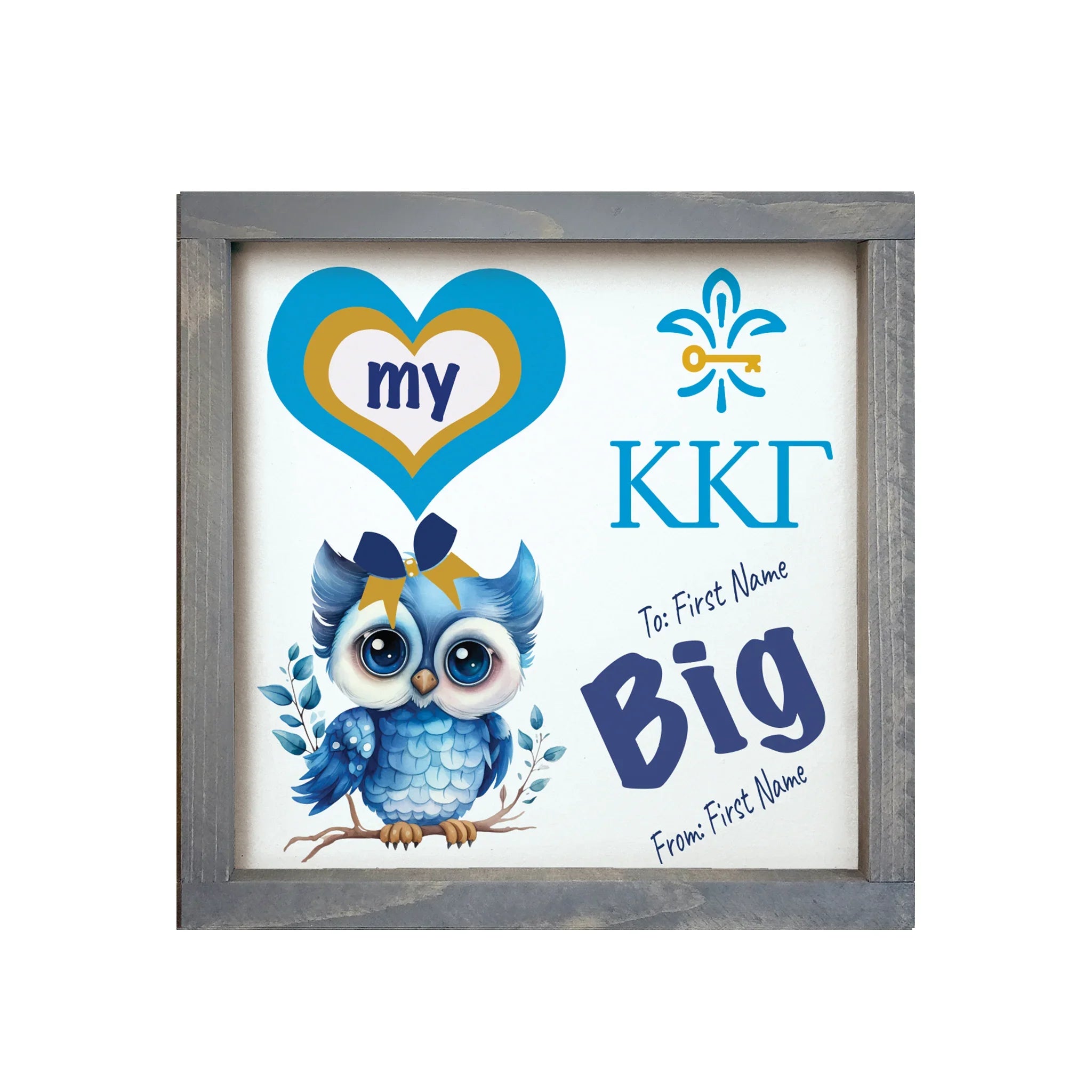 Personalized Kappa 12x12 Love My Big Little Wood Framed Sign