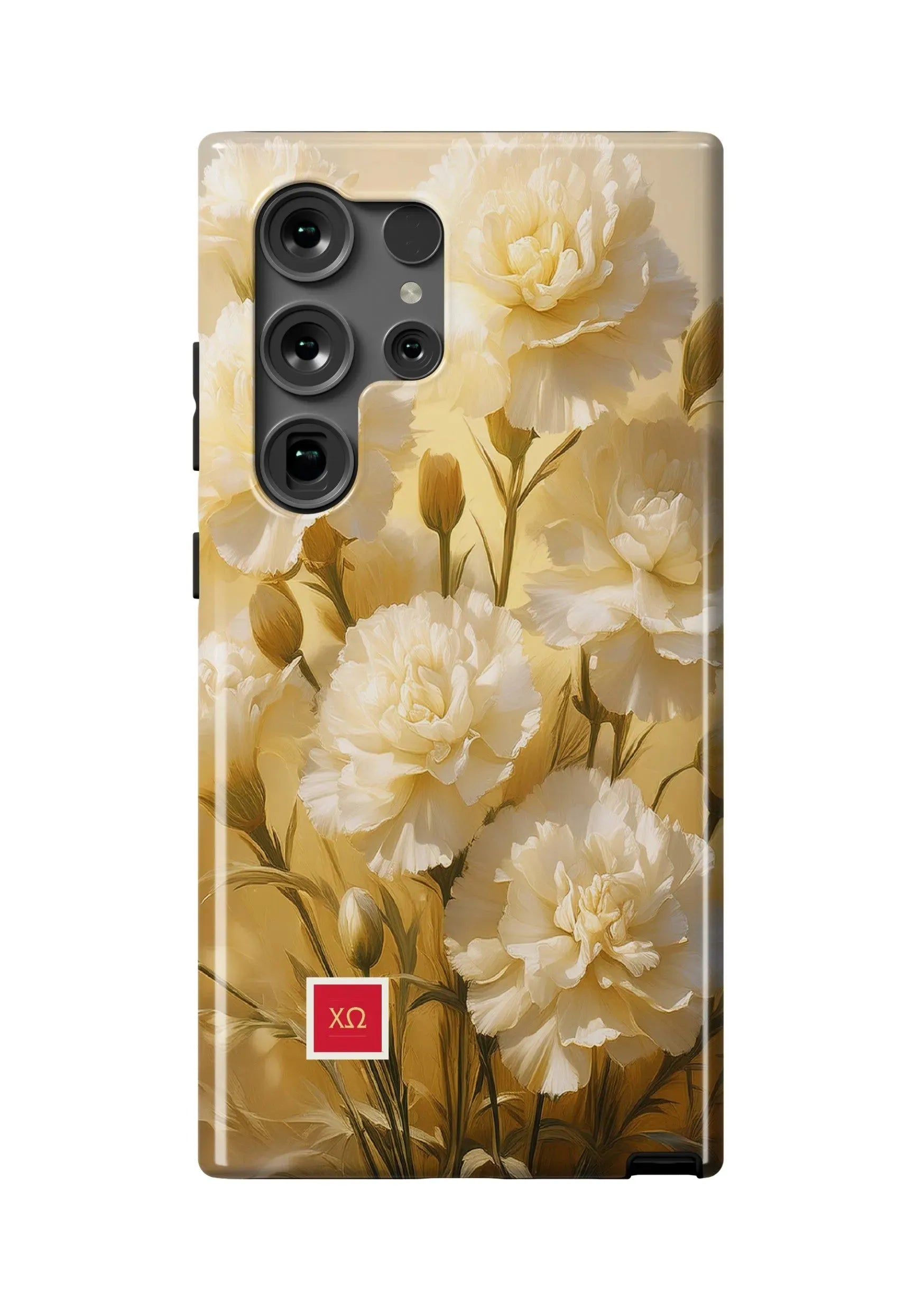 Chi Omega Samsung Galaxy 24, 23 Mobile Phone Case - Bold Carnations Gloss Mobile Phone Cases