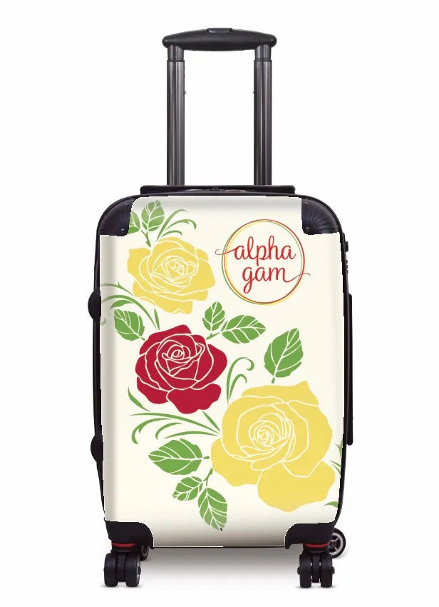 Alpha Gamma Delta 20" Carry-on Suitcase Luggage - Rose Silhouette