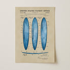 Surfboard US Patent Art Print - Blue | Coastal-Themed Dorm Decor | Campus Greek Fit