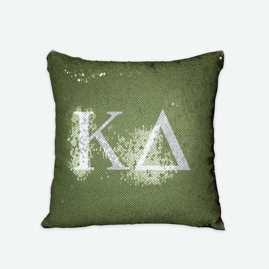 Kappa Delta Sequin Pillow Cover Greek Letters | Kaydee Dorm Decor