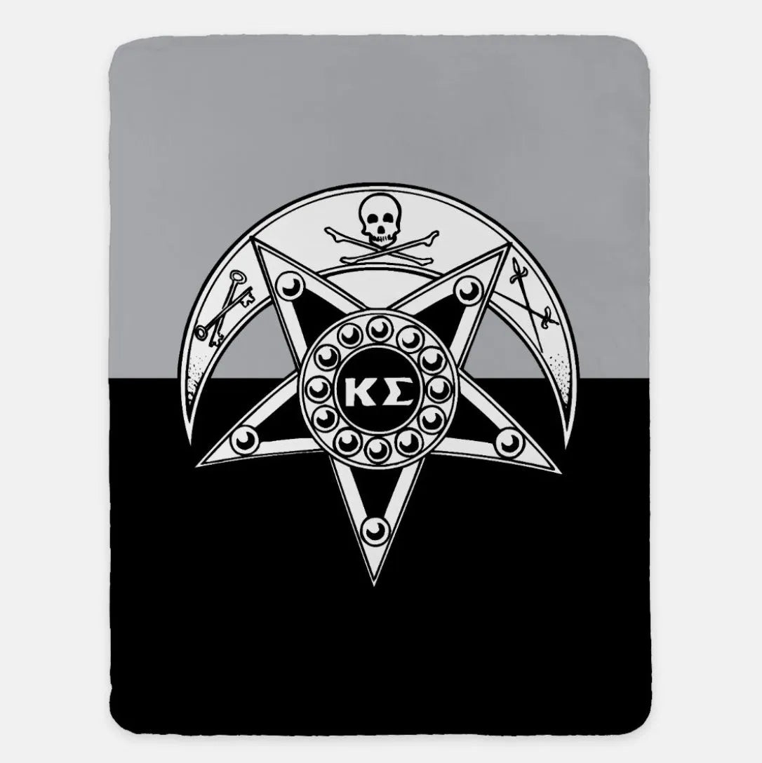 Kappa Sigma XL 60x80 Blanket - Badge Color Block Gray Black Throw Blankets