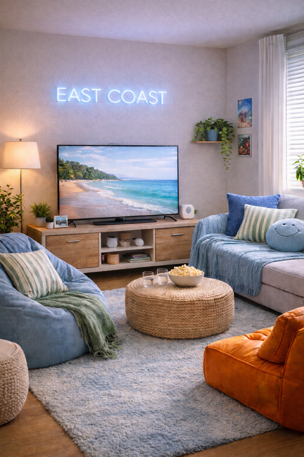 EAST COAST LED Neon Sign w/ Dimmer | Dorm Wall Sign | Bedroom Sign