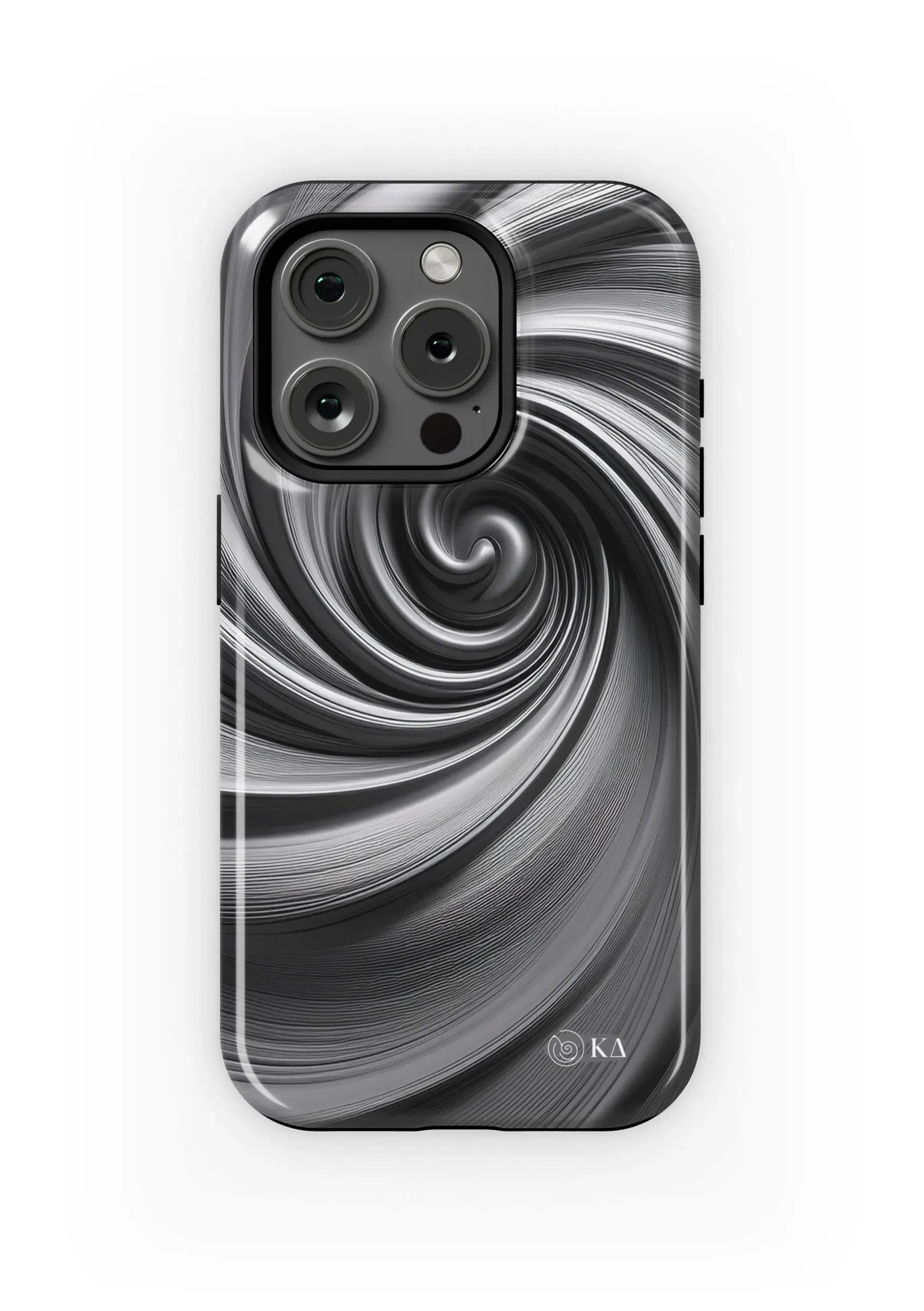 Kappa Delta iPhone 16, 15, 14 Mobile Phone Case - Gray Swirl Gloss Mobile Phone Cases
