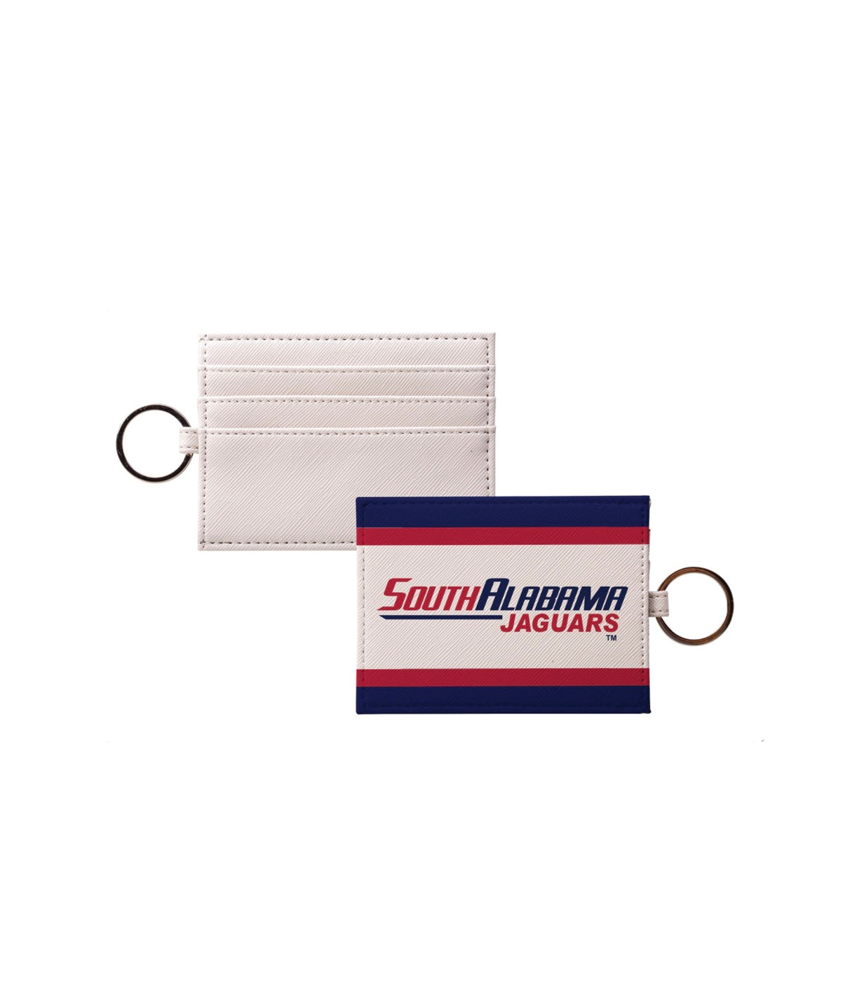 University of South Alabama Vegan Saffiano Leather Card Holder Stripe | Gifts