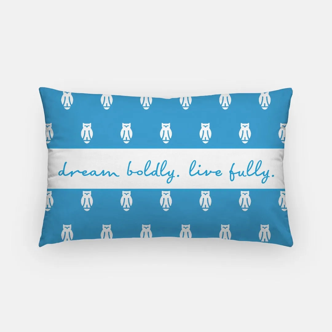 Dream Boldly. Live Fully KKG Owl Lumbar Pillow Cover | Kappa Gifts | Campus Greek Fit